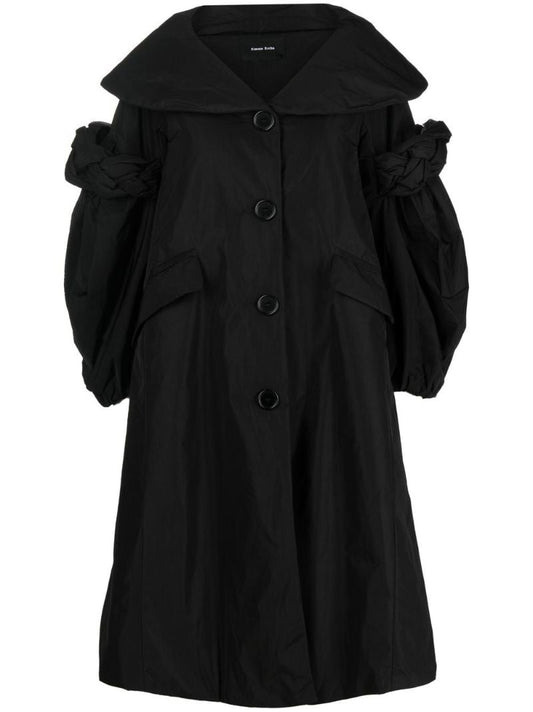 Black Padded Scoop Neck Coat