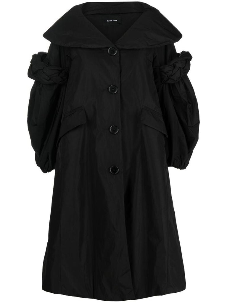 Black Padded Scoop Neck Coat