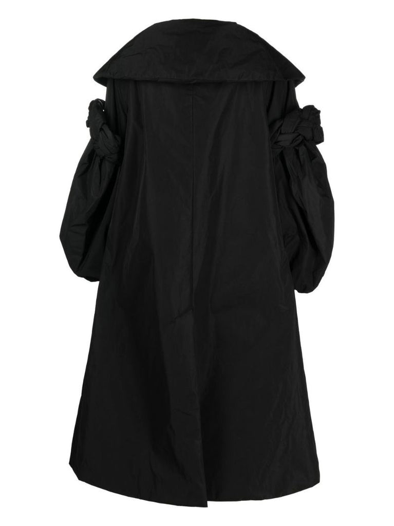 Black Padded Scoop Neck Coat