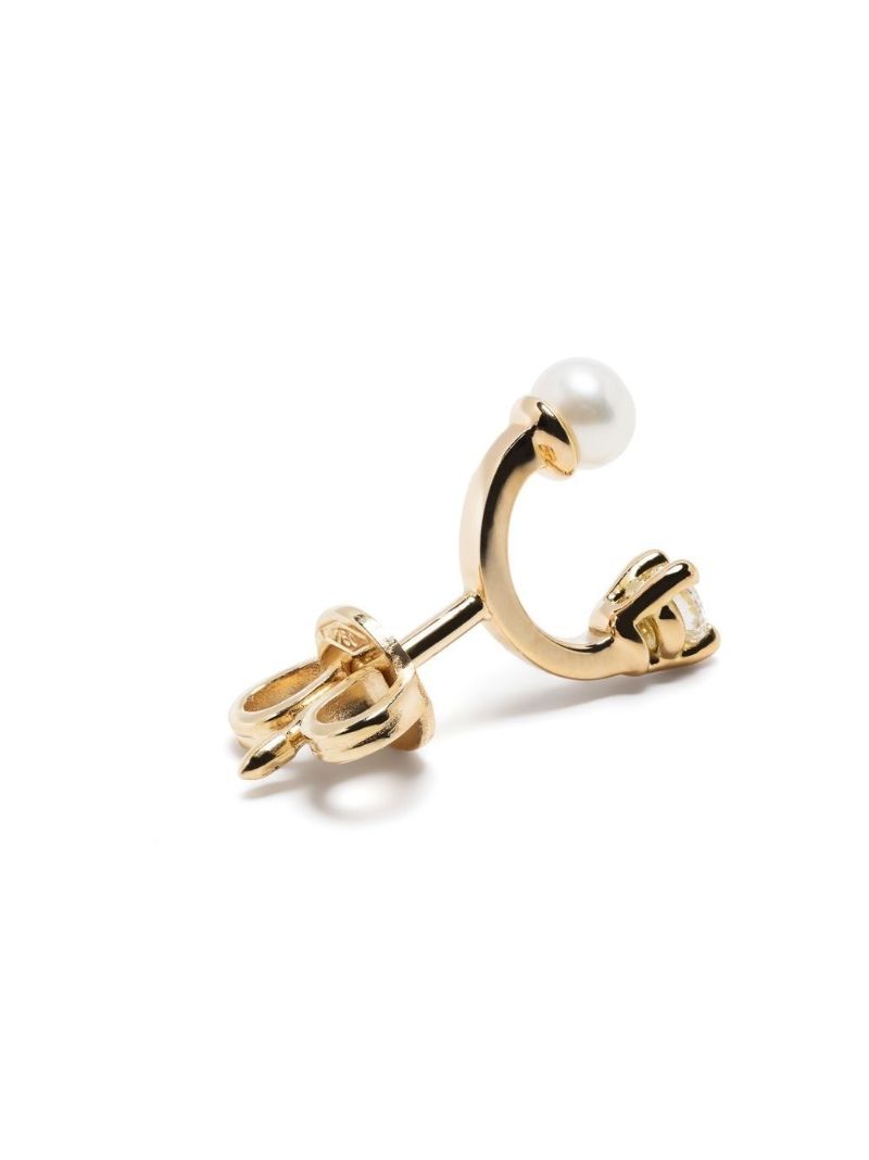 18k Yellow Gold Micro Pearl and Diamond Single Stud Earring