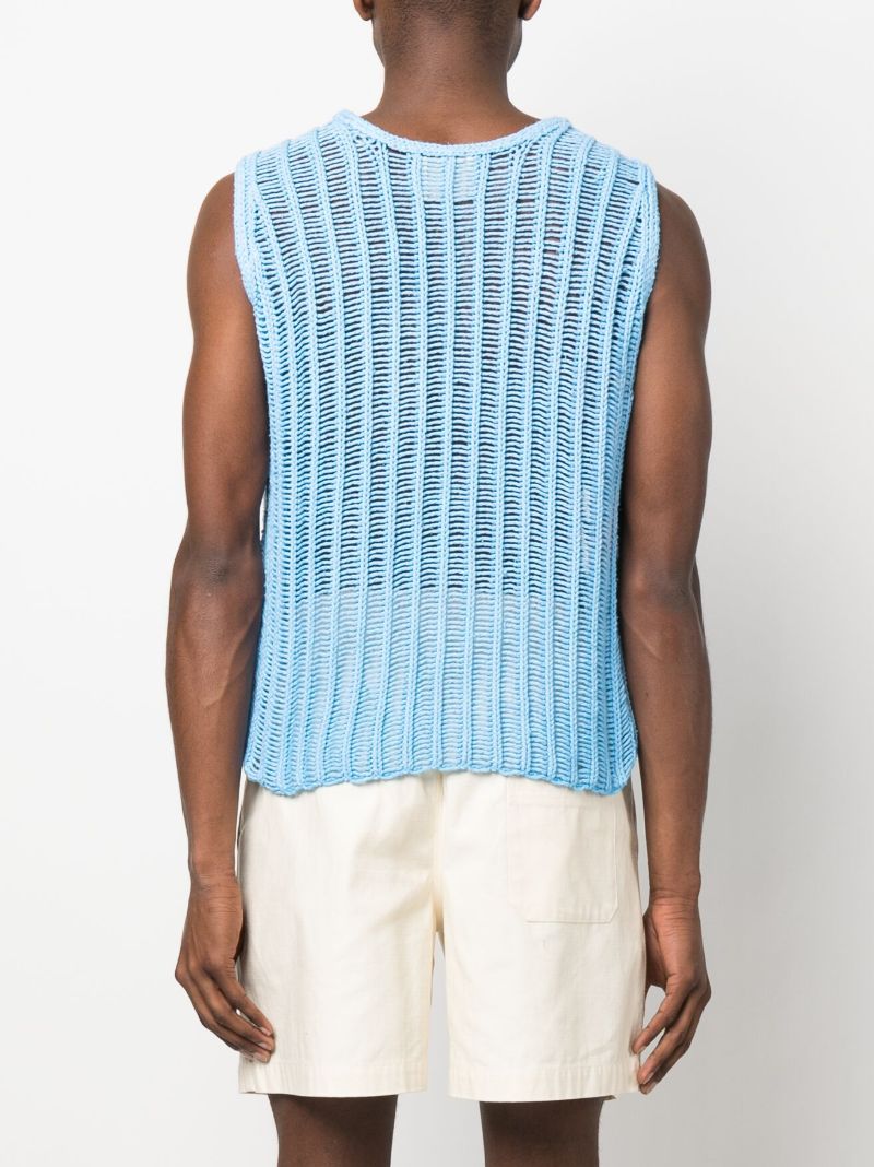 Blue Crochet Knit Vest Top