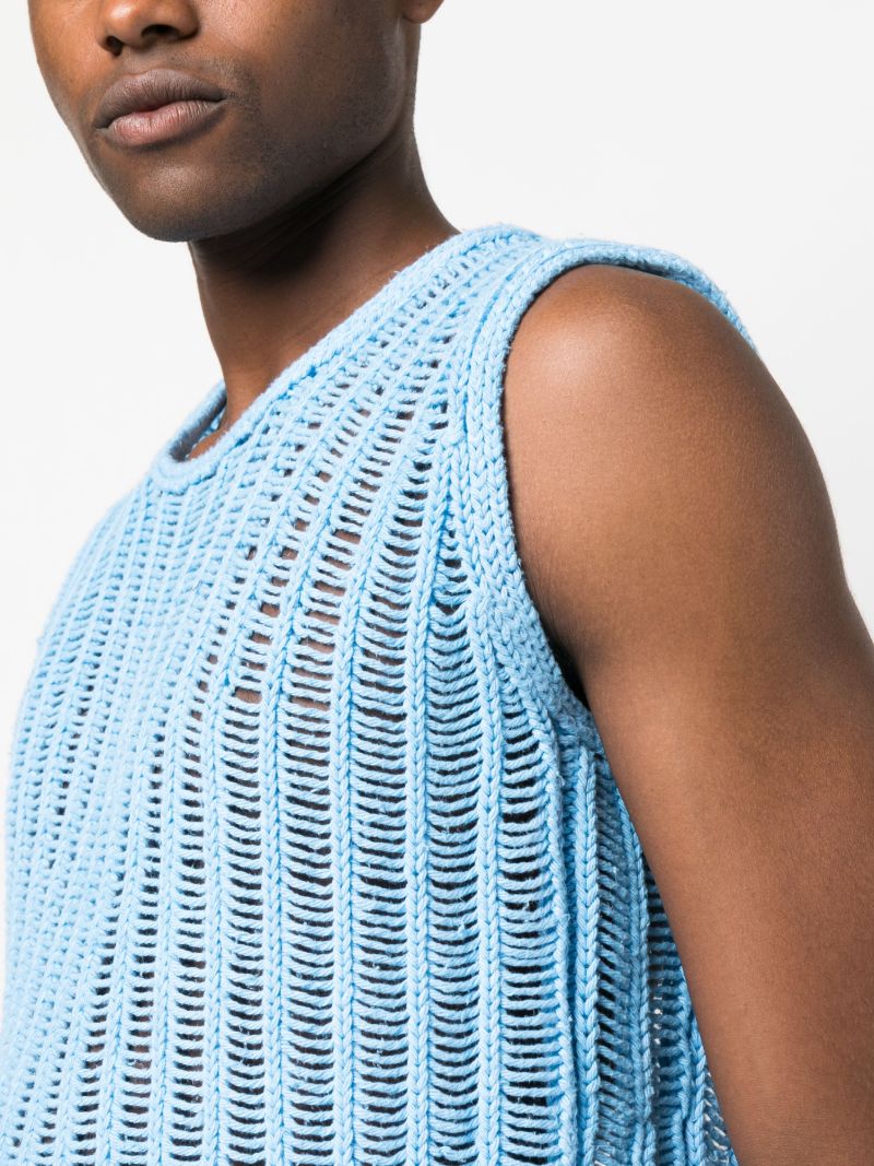 Blue Crochet Knit Vest Top