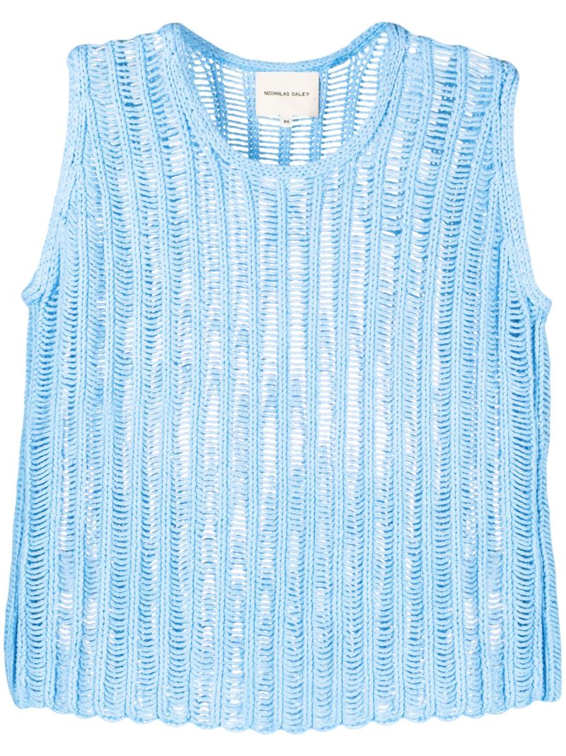 Blue Crochet Knit Vest Top