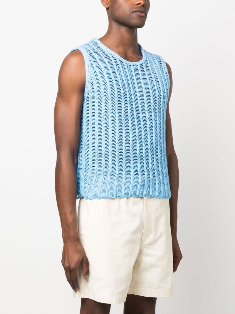 Blue Crochet Knit Vest Top