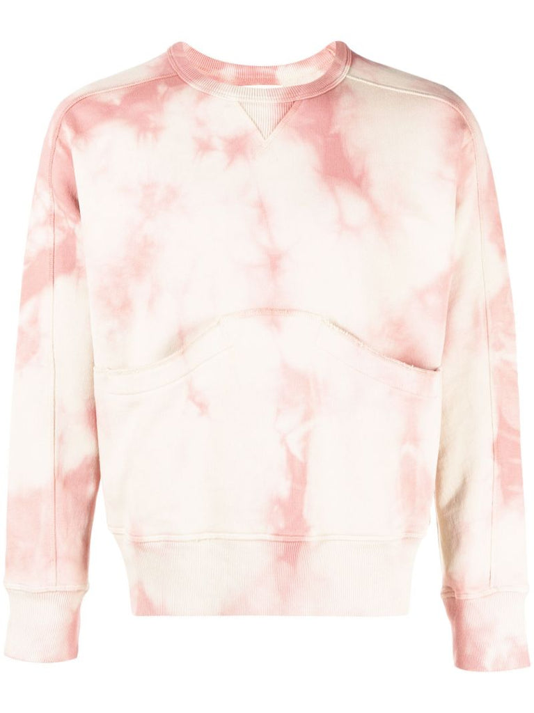 Pink Tie-dye Print Cotton Sweatshirt