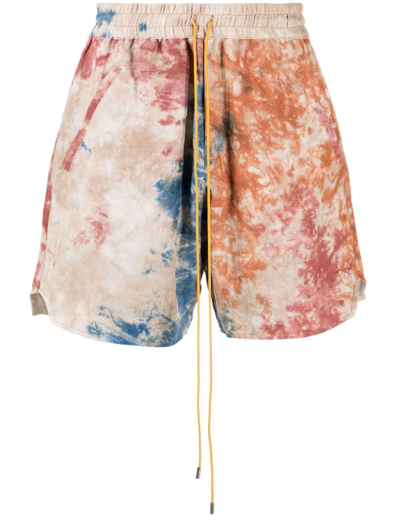 Orange Tie-dye Linen Shorts