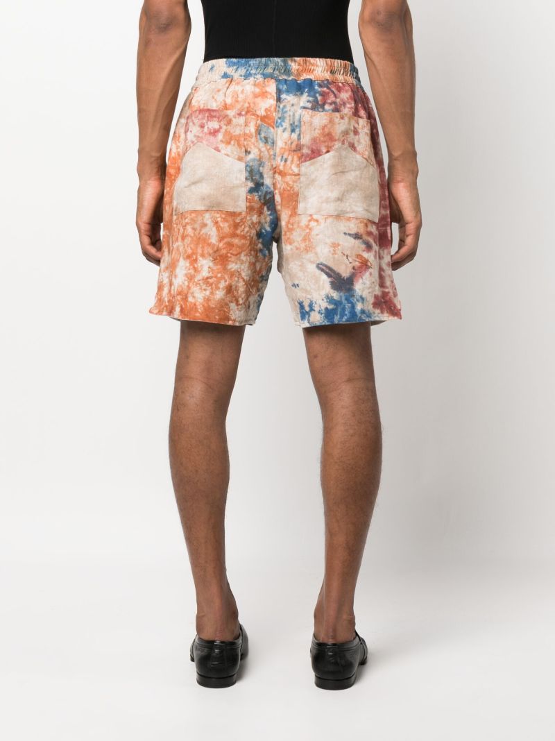Orange Tie-dye Linen Shorts
