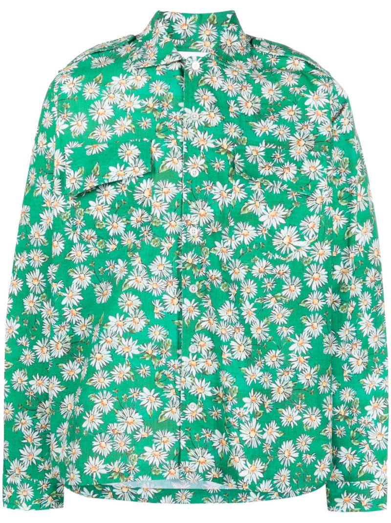 Green Castillon Daisy Print Shirt