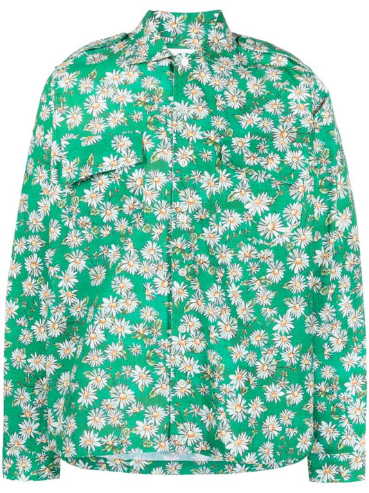 Green Castillon Daisy Print Shirt