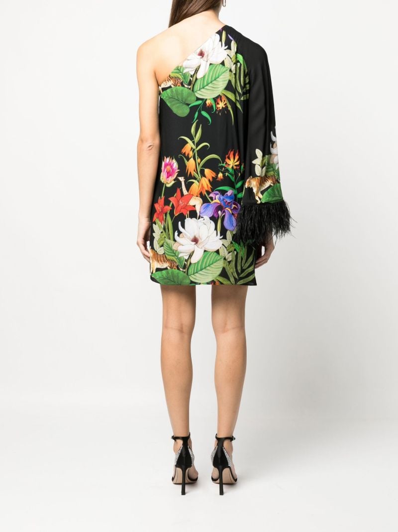 Black Safari Print One-shoulder Mini Dress