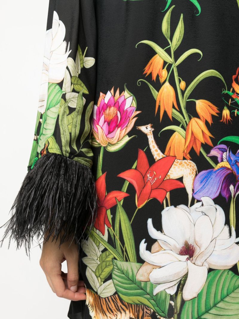 Black Safari Print One-shoulder Mini Dress