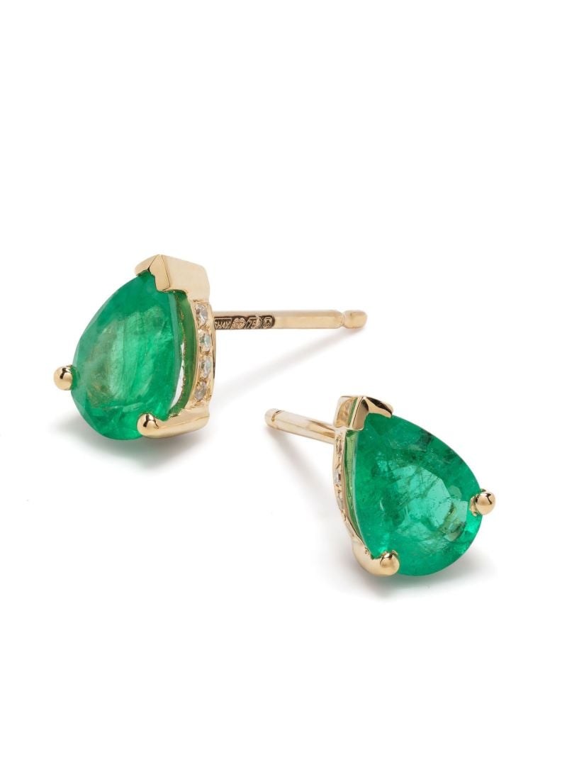 18k Yellow Gold Emerald Teardrop Earrings