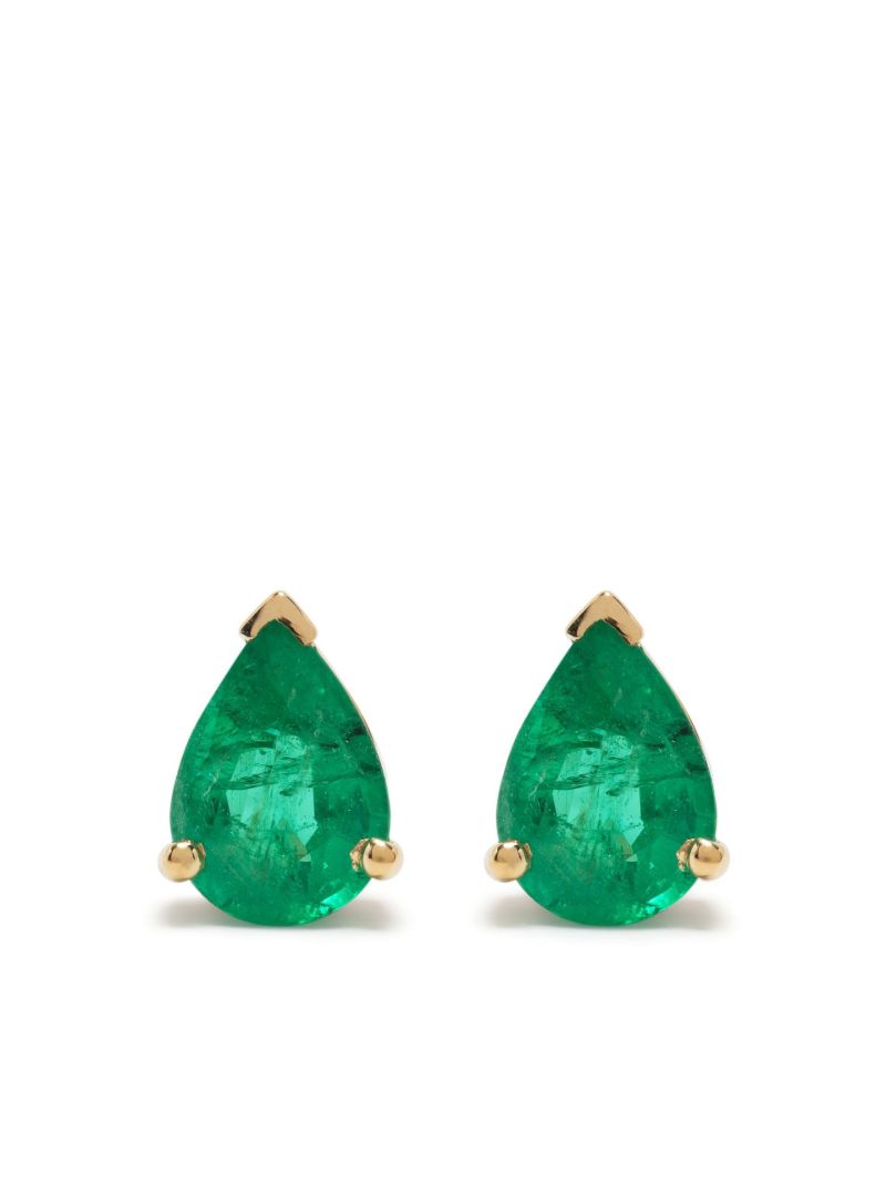 18k Yellow Gold Emerald Teardrop Earrings