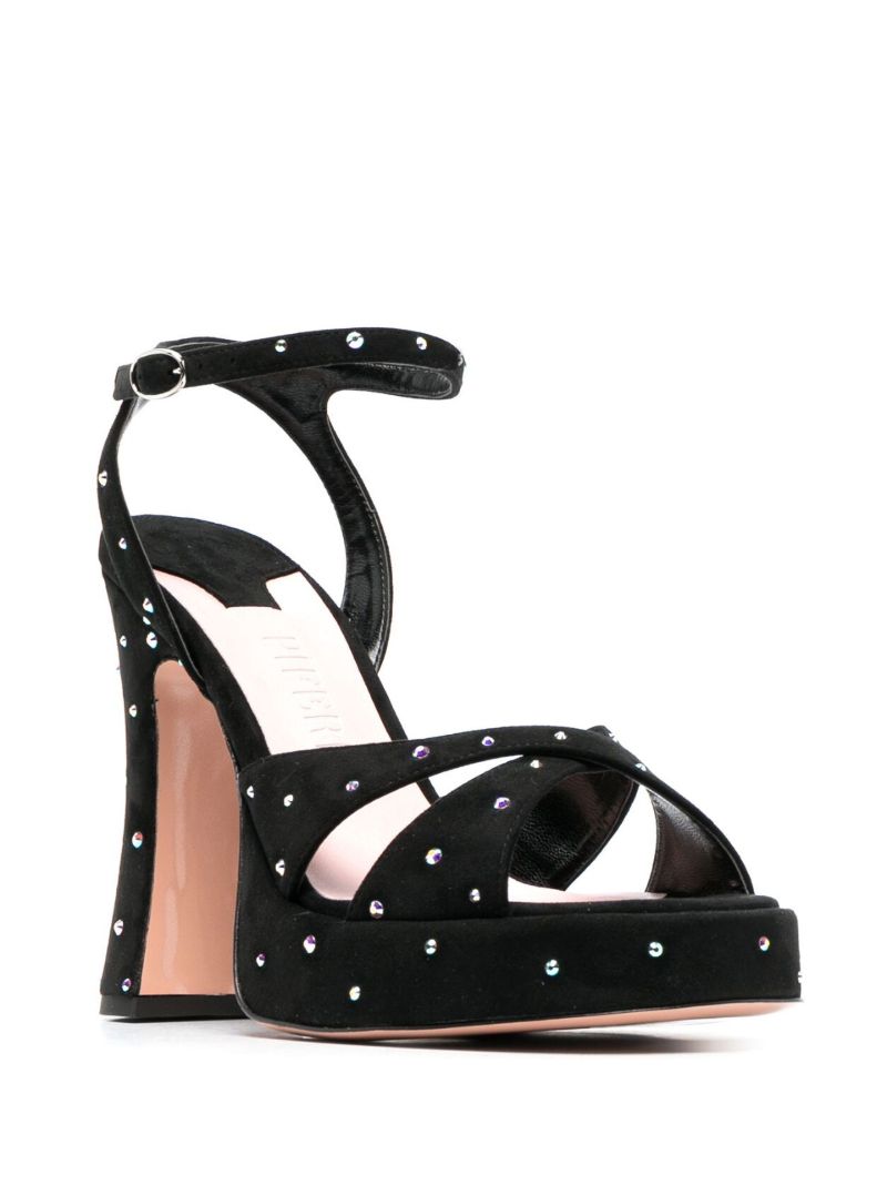 Black Crystal Embellished 125mm Platform Sandals