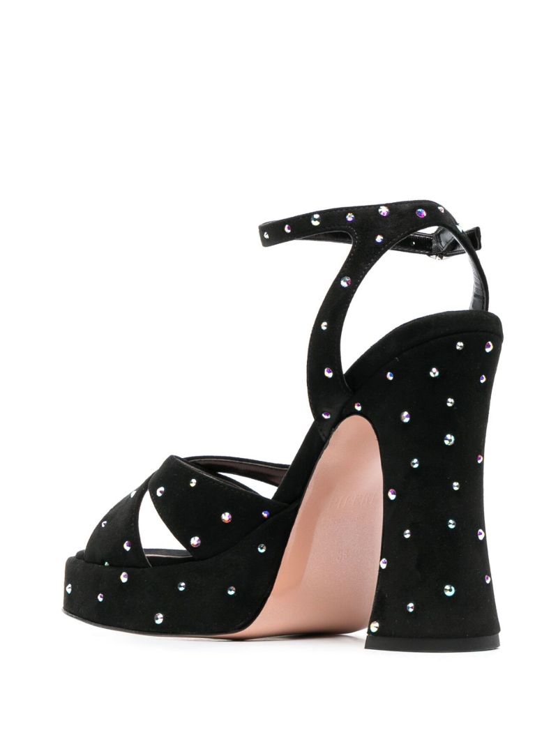 Black Crystal Embellished 125mm Platform Sandals