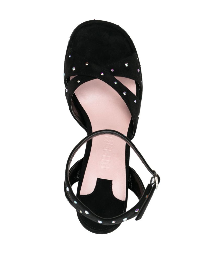 Black Crystal Embellished 125mm Platform Sandals