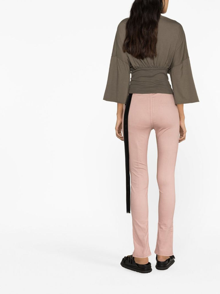 Pink Front-slit Cotton Leggings