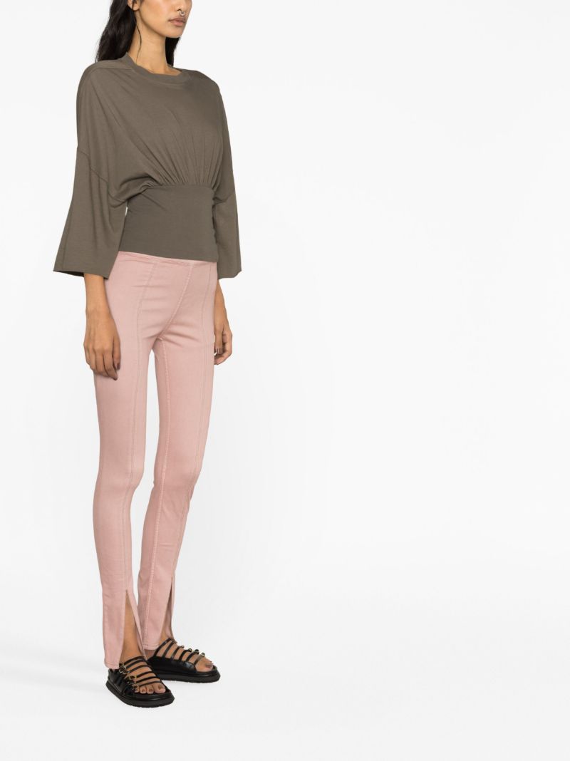 Pink Front-slit Cotton Leggings