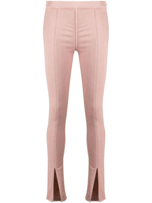 Pink Front-slit Cotton Leggings