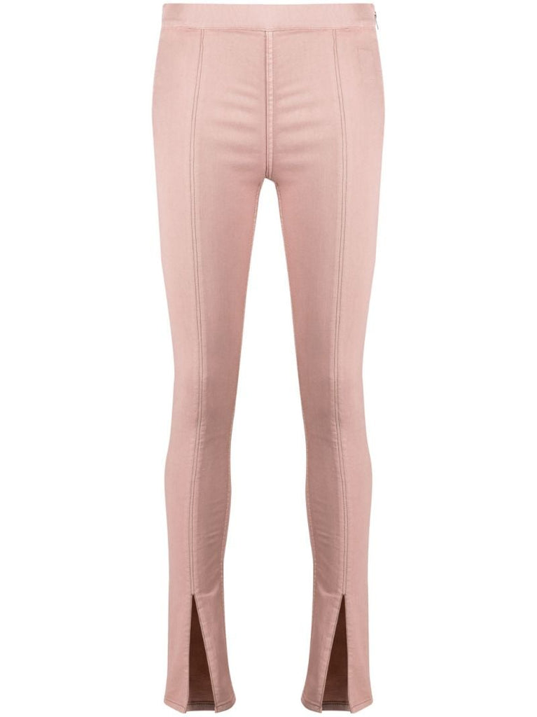 Pink Front-slit Cotton Leggings