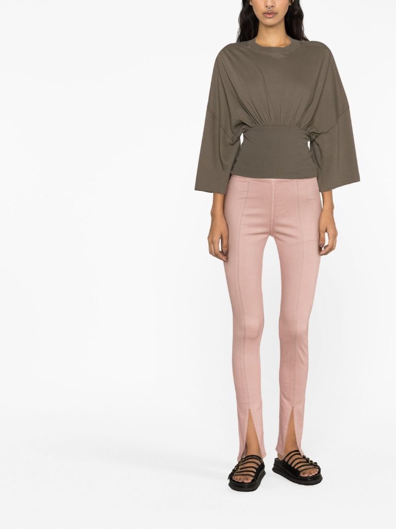 Pink Front-slit Cotton Leggings