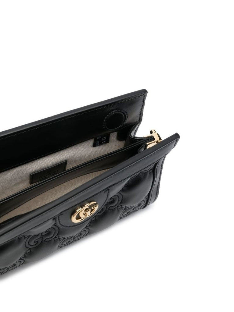 Black Gg MatelassÃ_x0083_Â© Leather Shoulder Bag