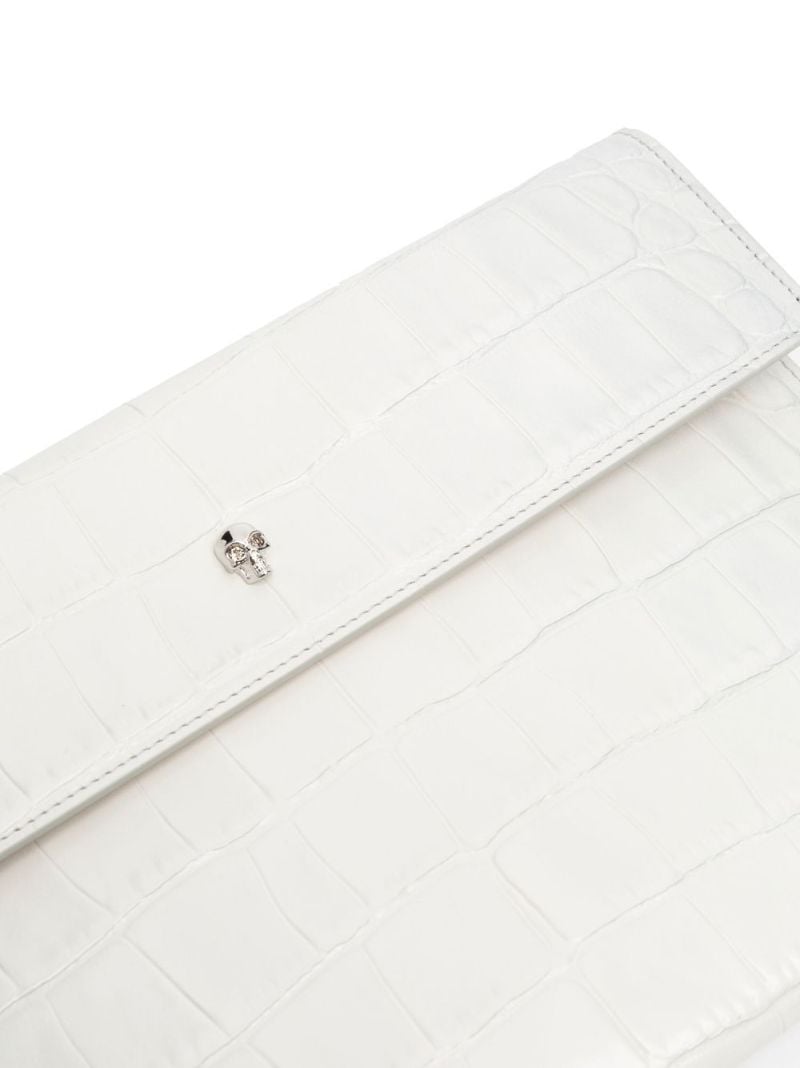 White Skull Leather Clutch Bag