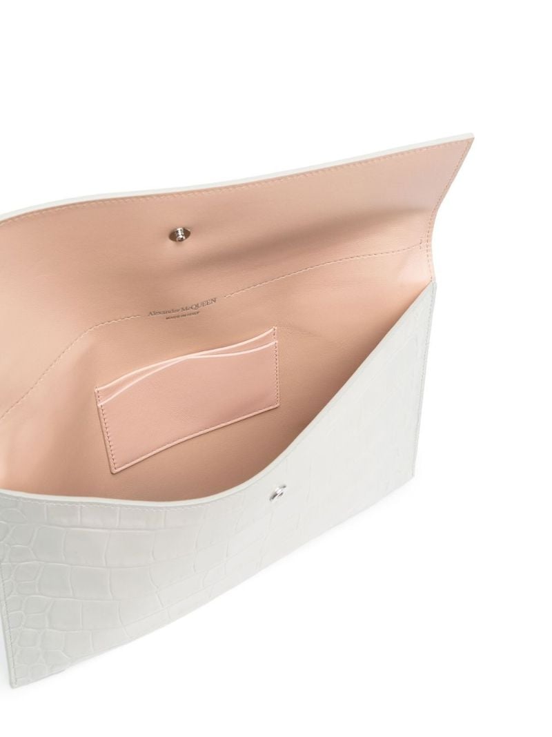 White Skull Leather Clutch Bag