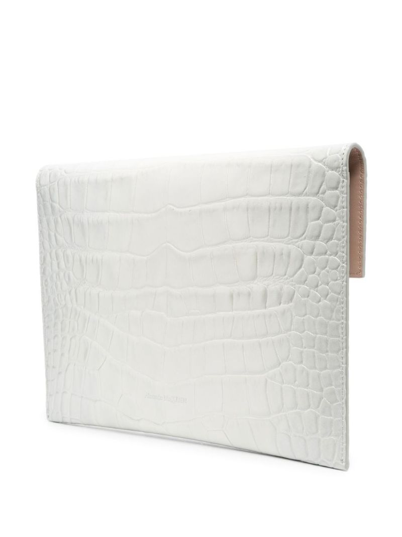 White Skull Leather Clutch Bag