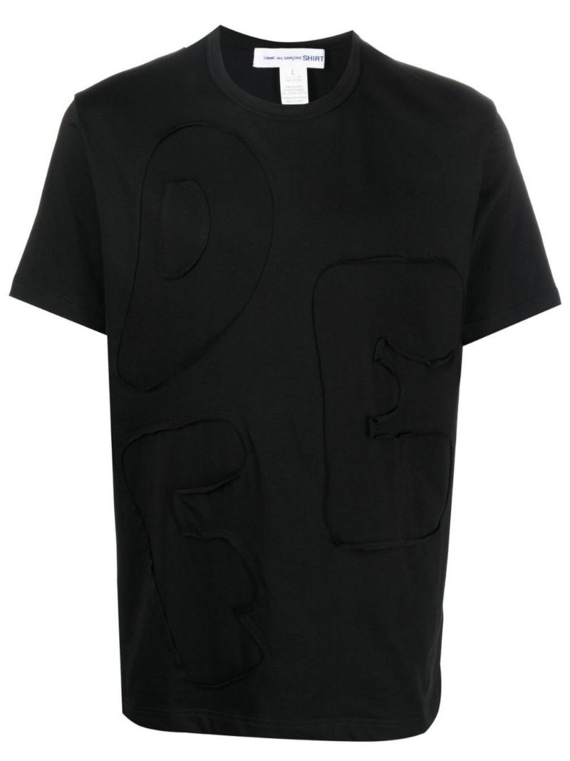 Black Logo AppliquÃ_x0083_Â© Cotton T-shirt