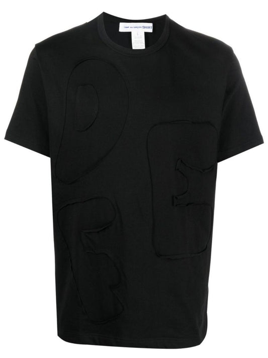 Black Logo AppliquÃ_x0083_Â© Cotton T-shirt