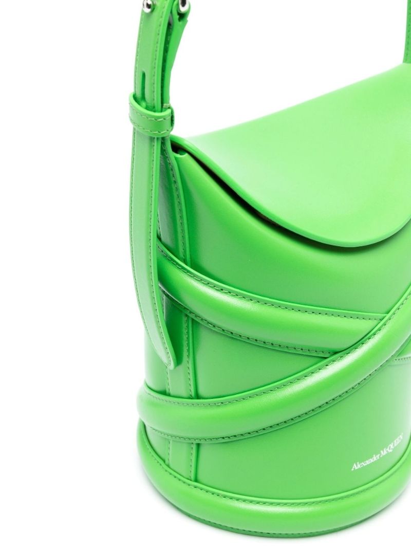 Green the Curve Leather Bucket Bag