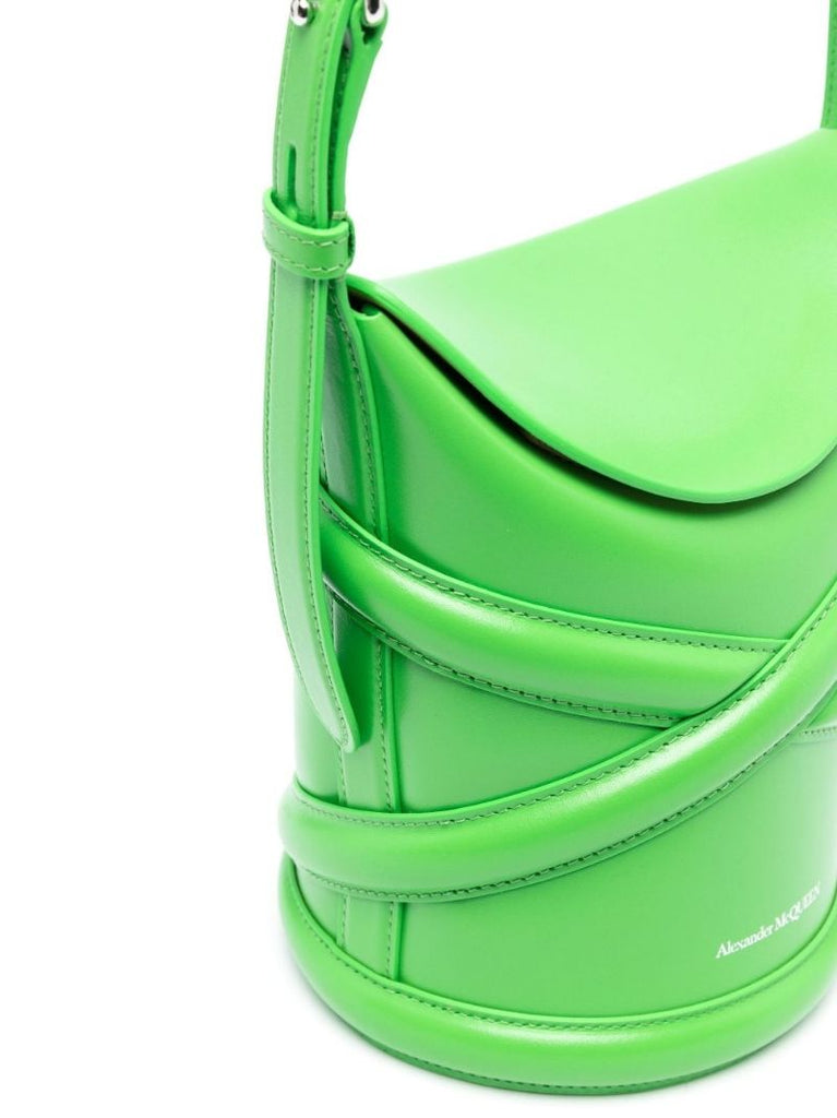 Green the Curve Leather Bucket Bag