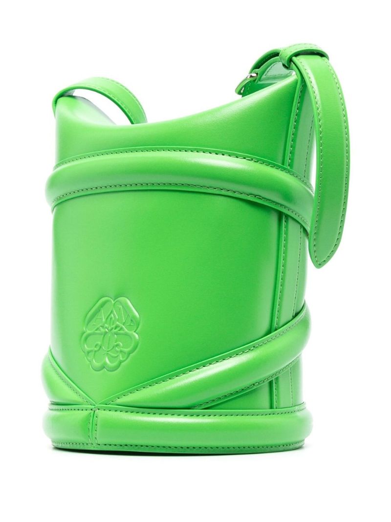 Green the Curve Leather Bucket Bag