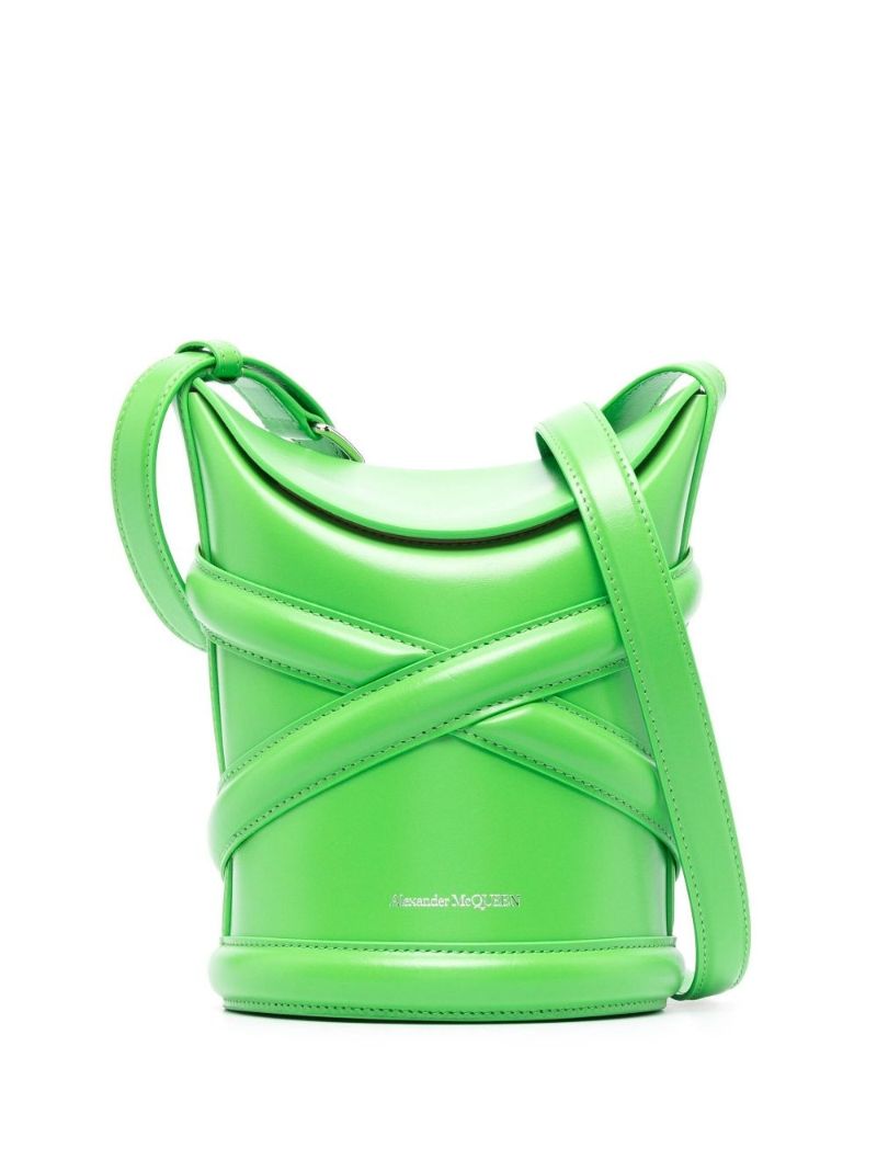 Green the Curve Leather Bucket Bag