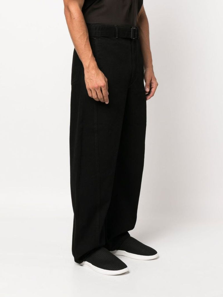 Black Belted Straight Leg Trousers