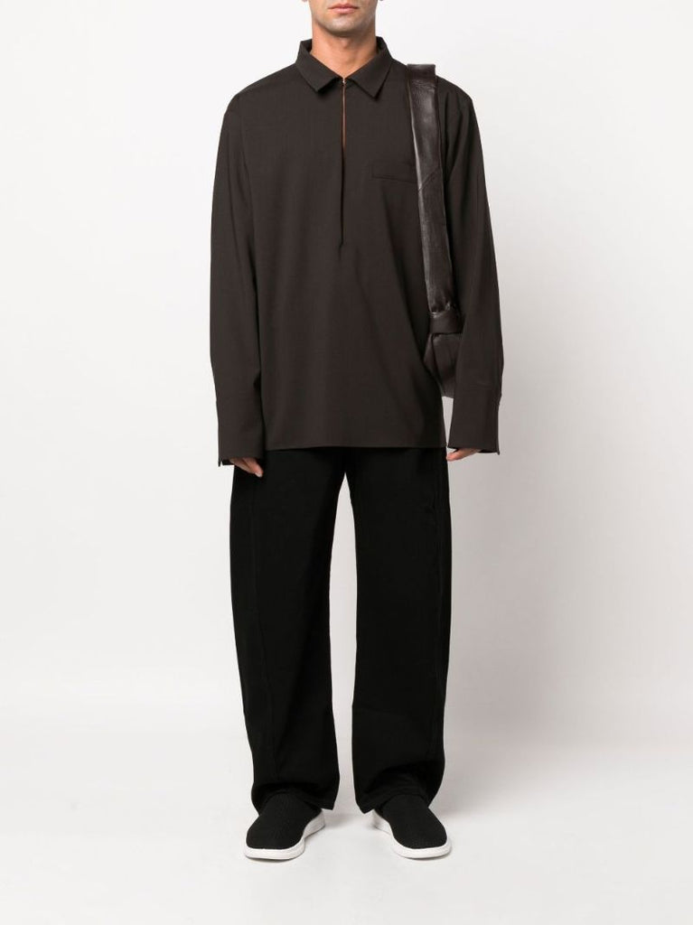 Black Belted Straight Leg Trousers
