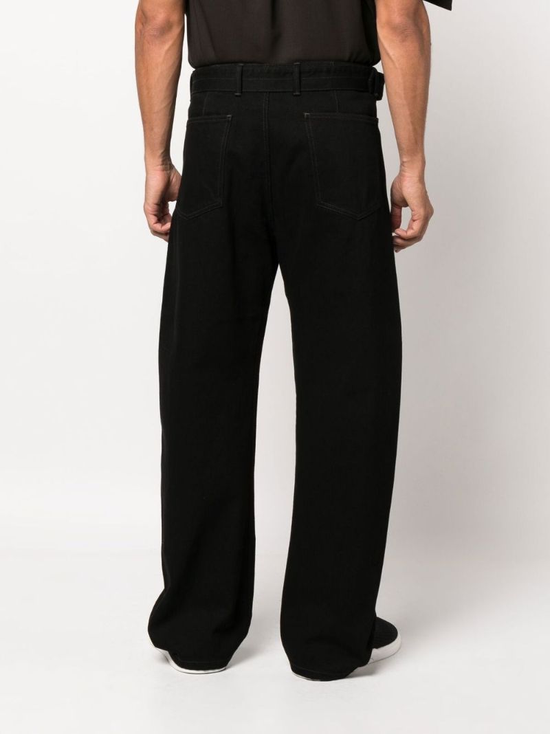 Black Belted Straight Leg Trousers