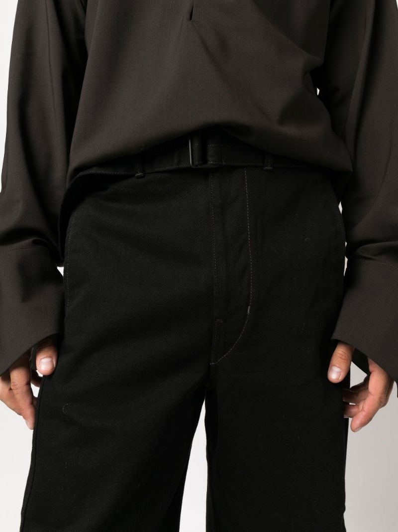 Black Belted Straight Leg Trousers