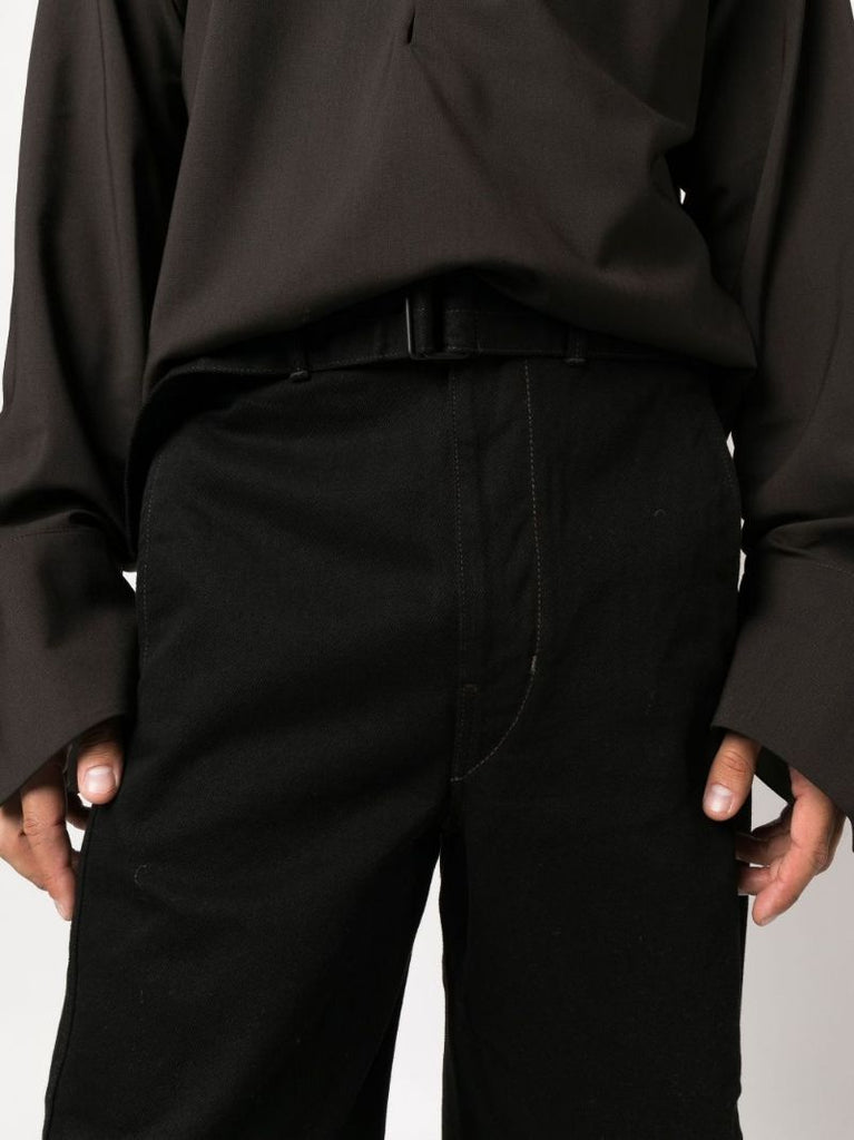 Black Belted Straight Leg Trousers