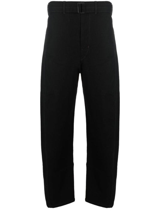 Black Belted Straight Leg Trousers