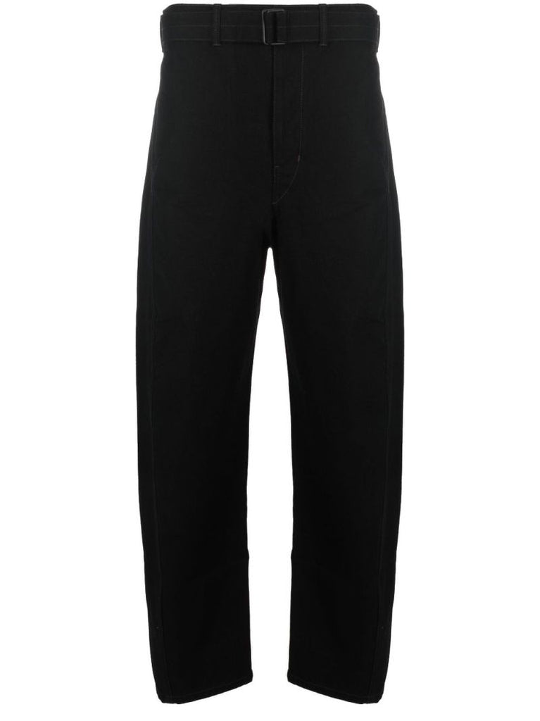 Black Belted Straight Leg Trousers