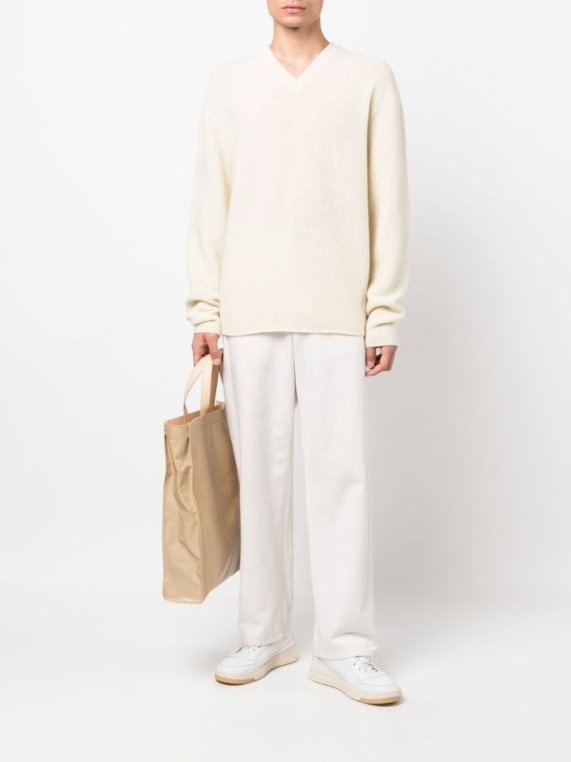 Neutral V-neck Wool Sweater