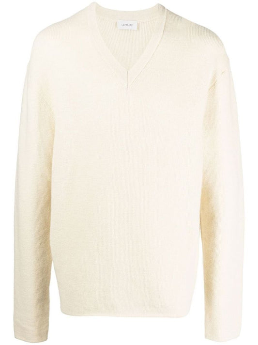 Neutral V-neck Wool Sweater