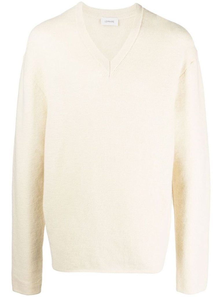 Neutral V-neck Wool Sweater
