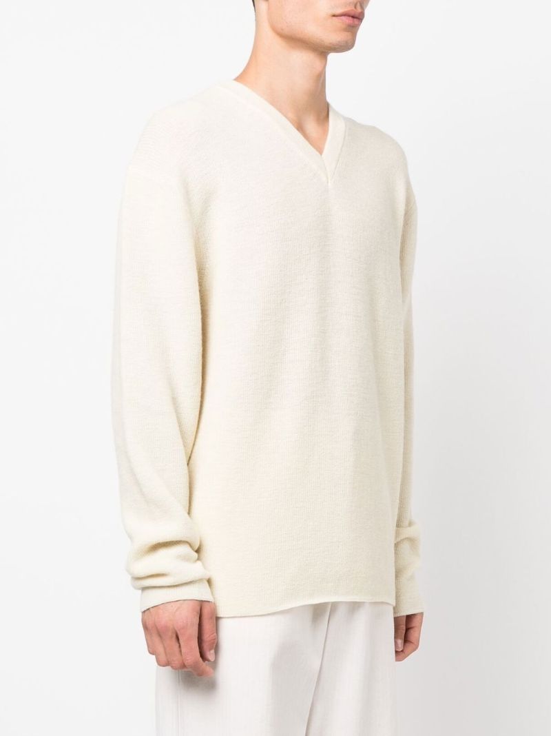 Neutral V-neck Wool Sweater