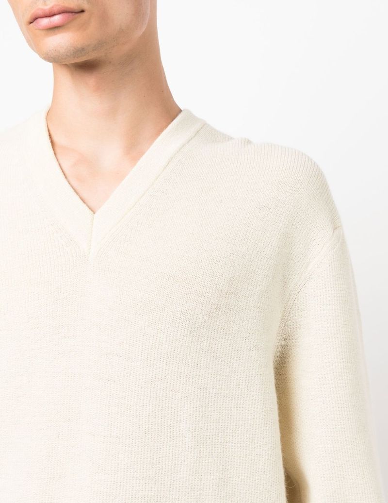 Neutral V-neck Wool Sweater