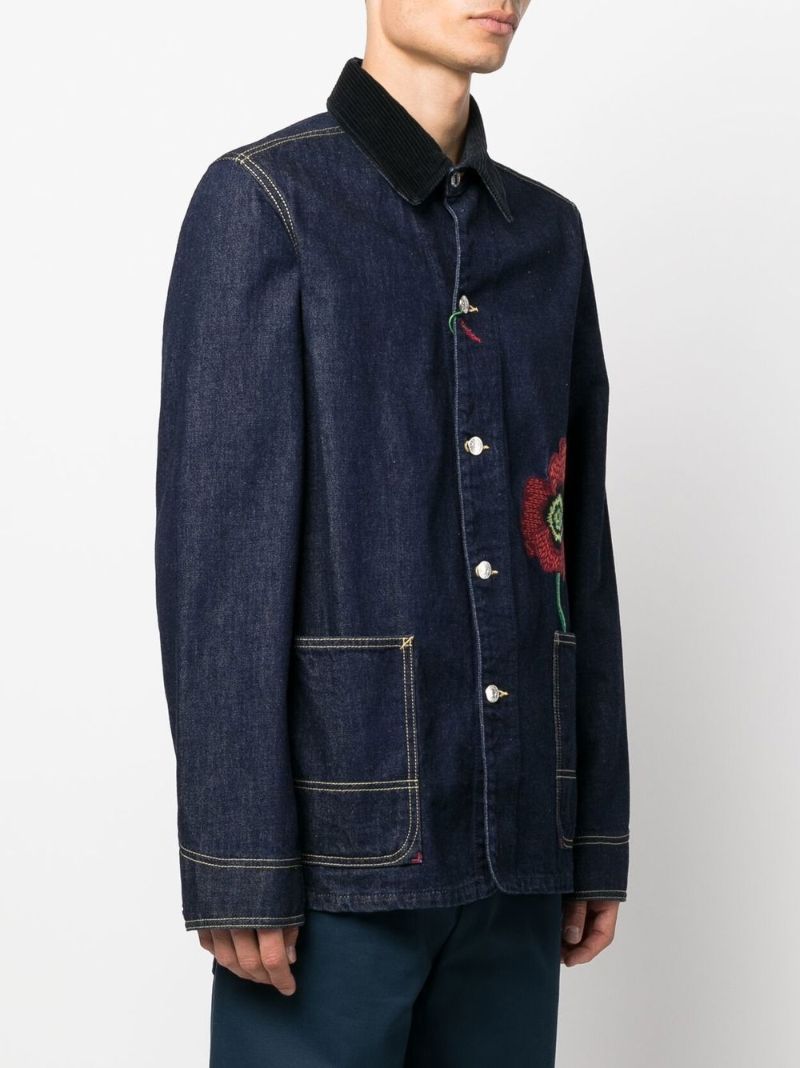 Blue Embroidered Poppy Denim Jacket