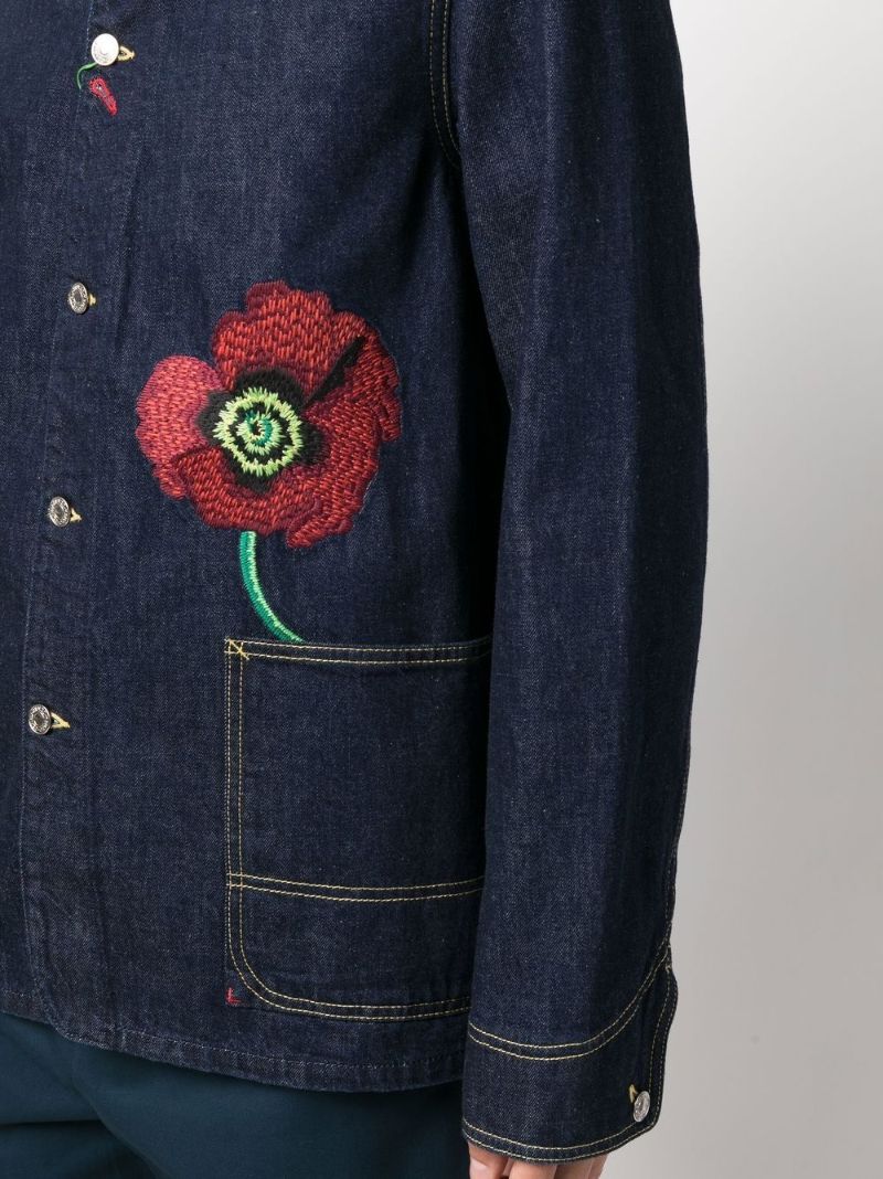 Blue Embroidered Poppy Denim Jacket