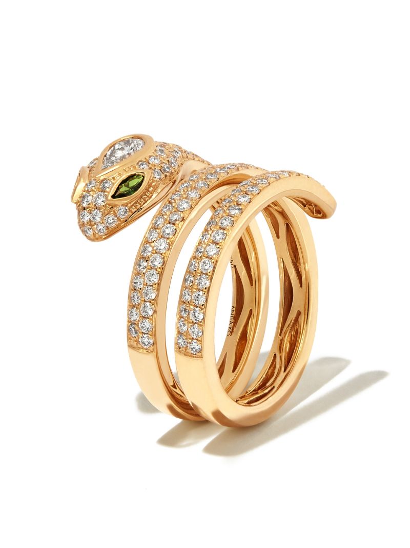 18k Yellow Gold Snake Coil Diamond PavÃ_x0083_Â© Ring